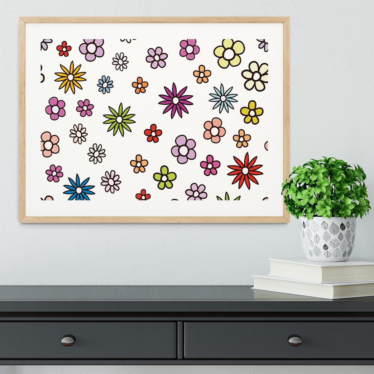 Floral Repeat Framed Print - Canvas Art Rocks - 3