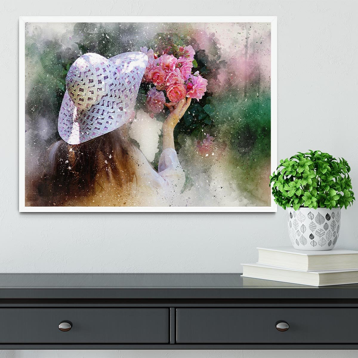Flower Girl Painting Framed Print - Canvas Art Rocks -6