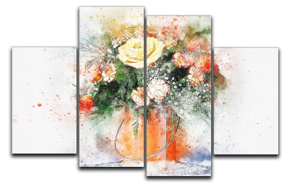 Flower Painting 4 Split Panel Canvas  - Canvas Art Rocks - 1
