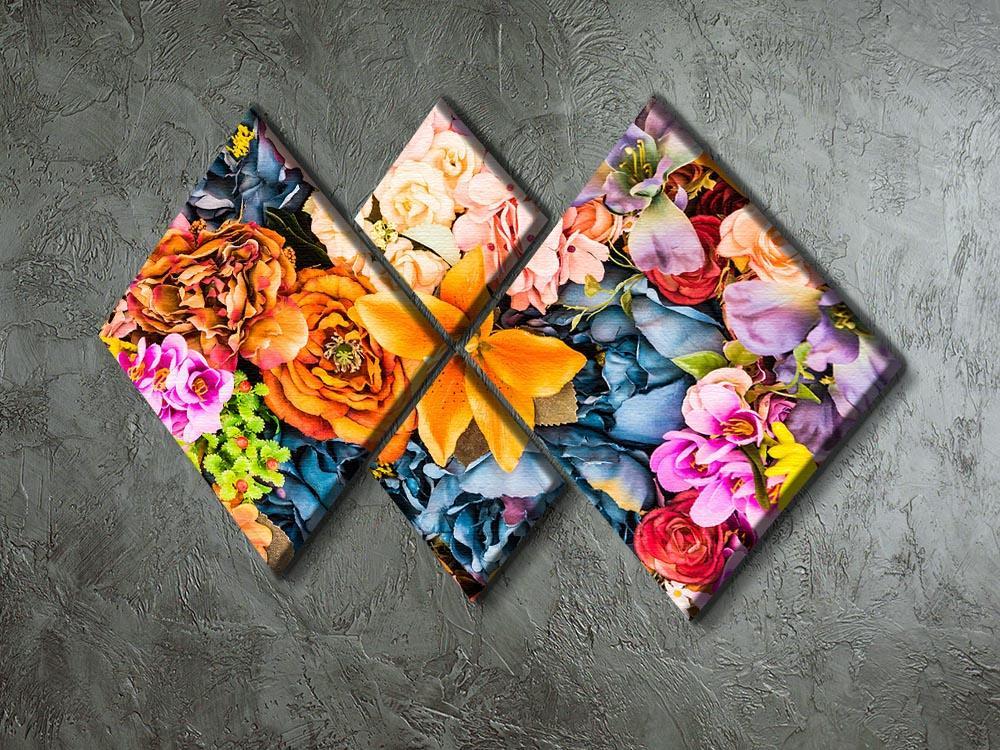 Flower background 4 Square Multi Panel Canvas  - Canvas Art Rocks - 2