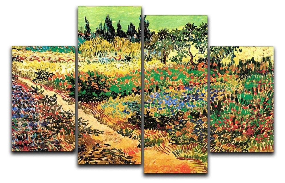 Flowering Garden with Path by Van Gogh 4 Split Panel Canvas  - Canvas Art Rocks - 1