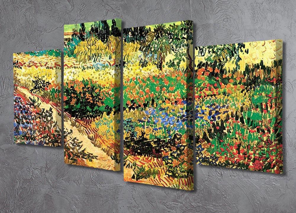 Flowering Garden with Path by Van Gogh 4 Split Panel Canvas - Canvas Art Rocks - 2