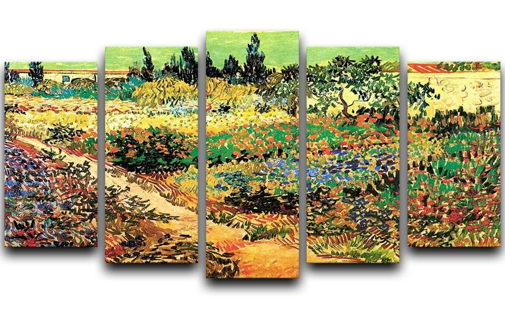 Flowering Garden with Path by Van Gogh 5 Split Panel Canvas  - Canvas Art Rocks - 1