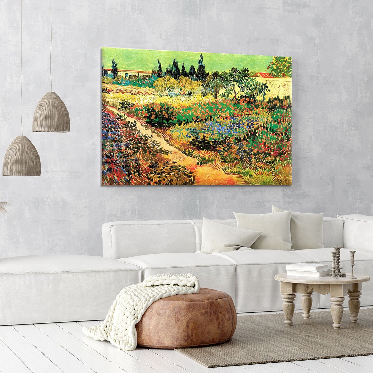 Flowering Garden with Path by Van Gogh Canvas Print or Poster