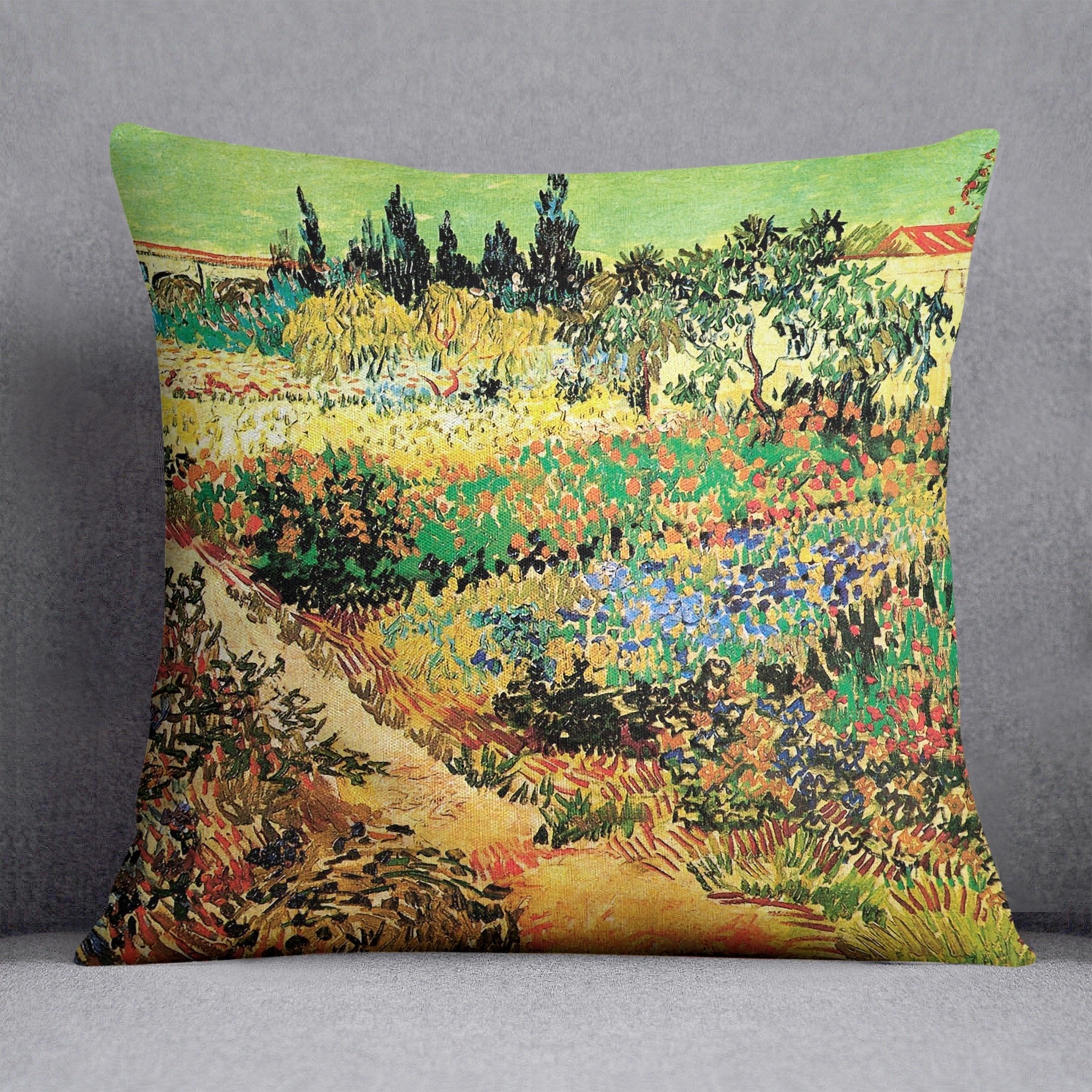Flowering Garden with Path by Van Gogh Throw Pillow
