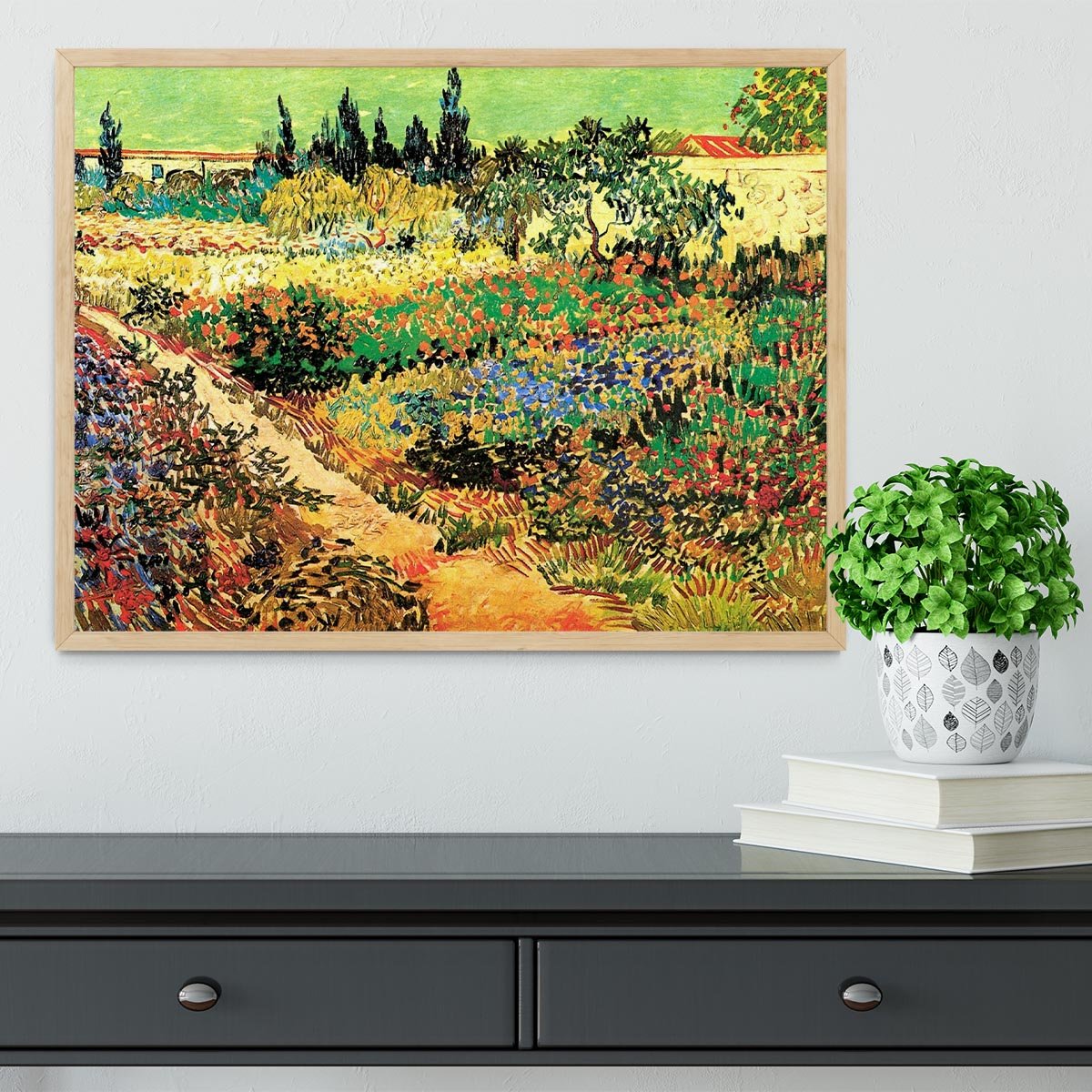 Flowering Garden with Path by Van Gogh Framed Print - Canvas Art Rocks - 4