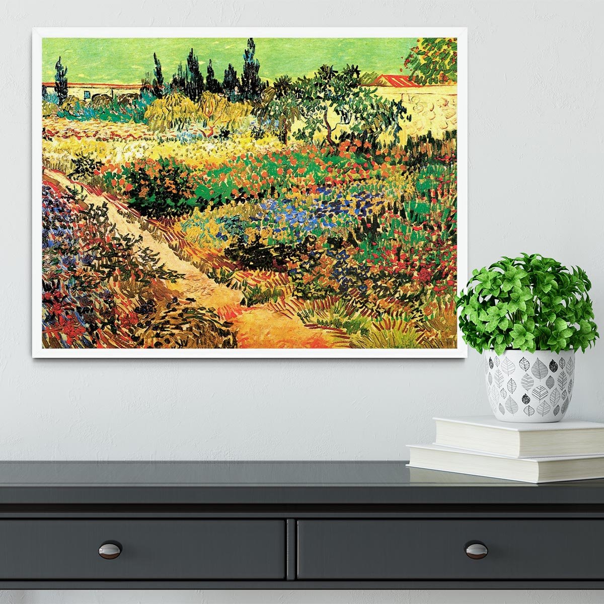 Flowering Garden with Path by Van Gogh Framed Print - Canvas Art Rocks -6