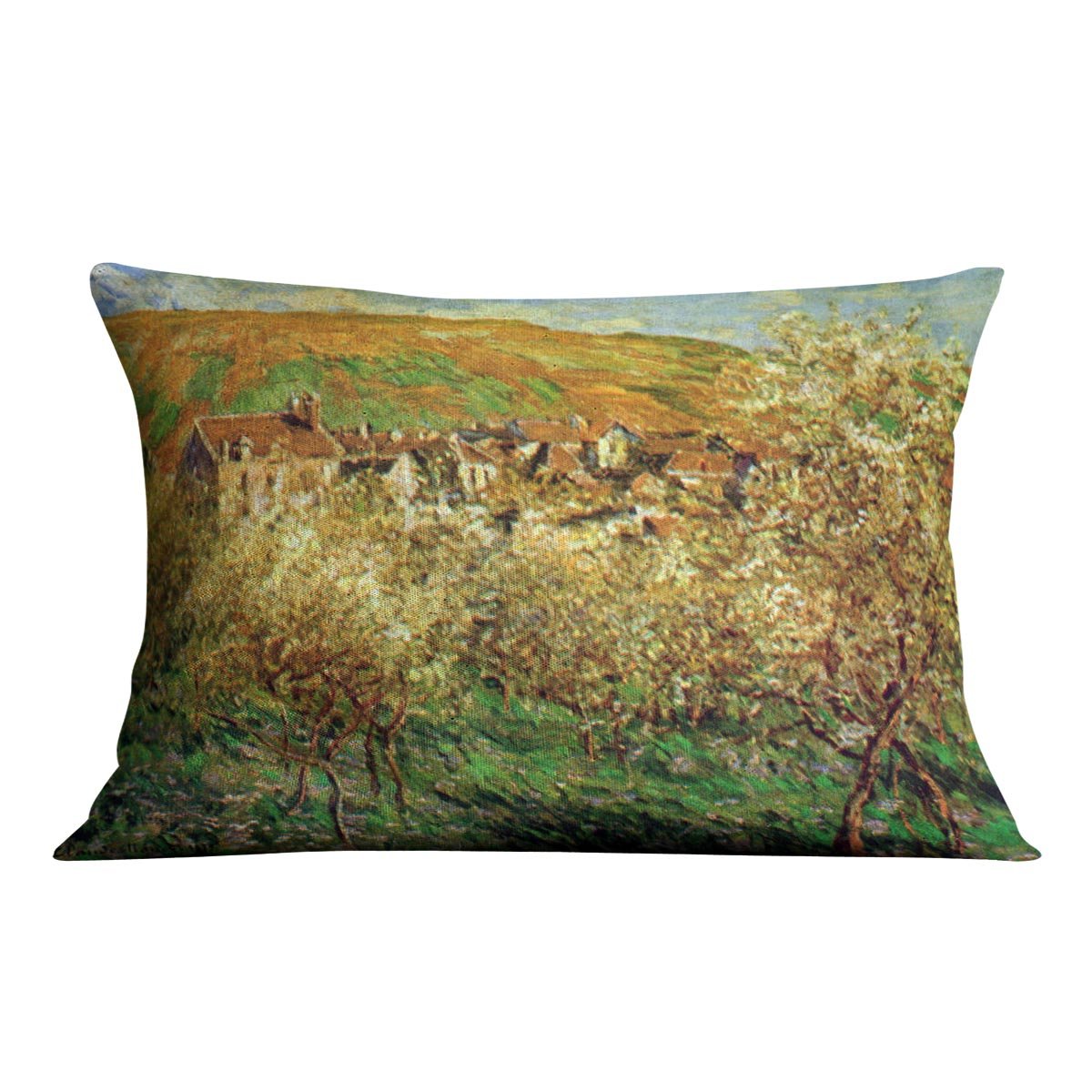 Flowering apple trees by Monet Throw Pillow