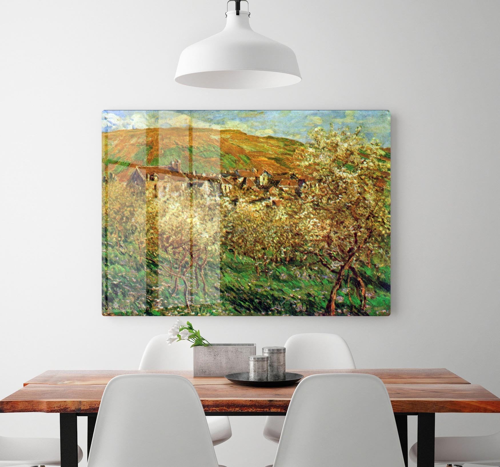 Flowering apple trees by Monet HD Metal Print