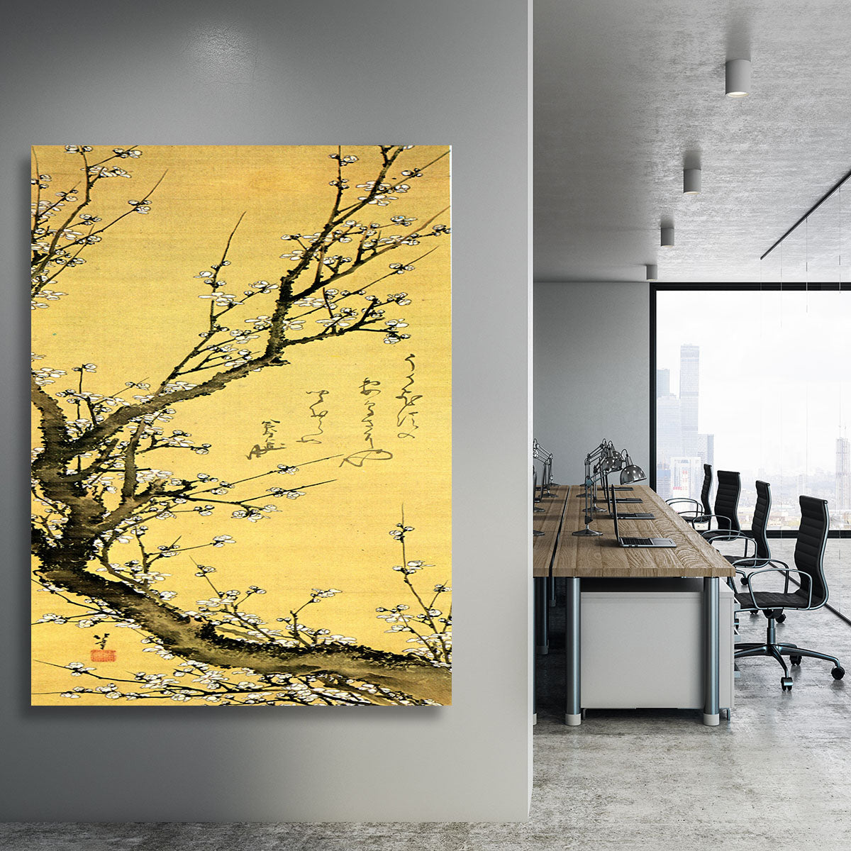 Flowering plum by Hokusai Canvas Print or Poster - Canvas Art Rocks - 3