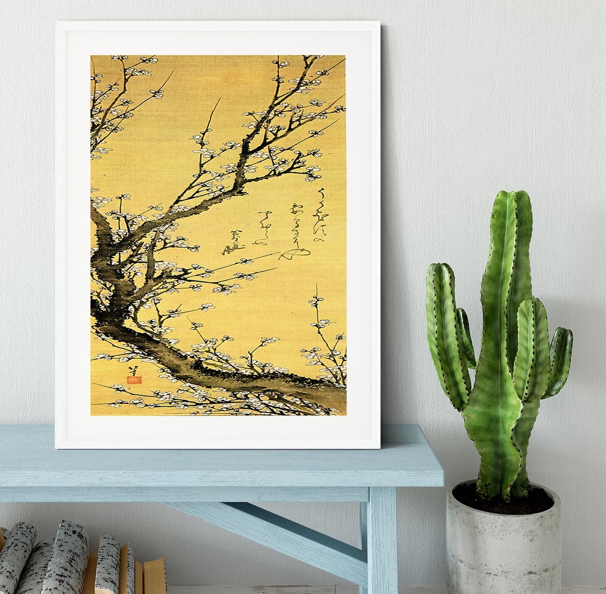 Flowering plum by Hokusai Framed Print - Canvas Art Rocks - 5