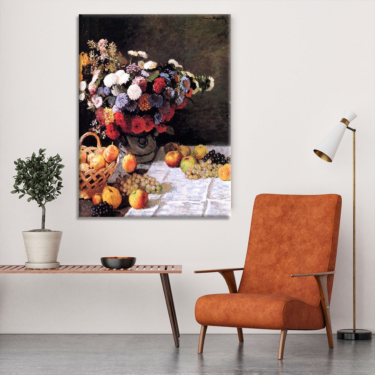 Flowers and Fruits by Monet Canvas Print or Poster