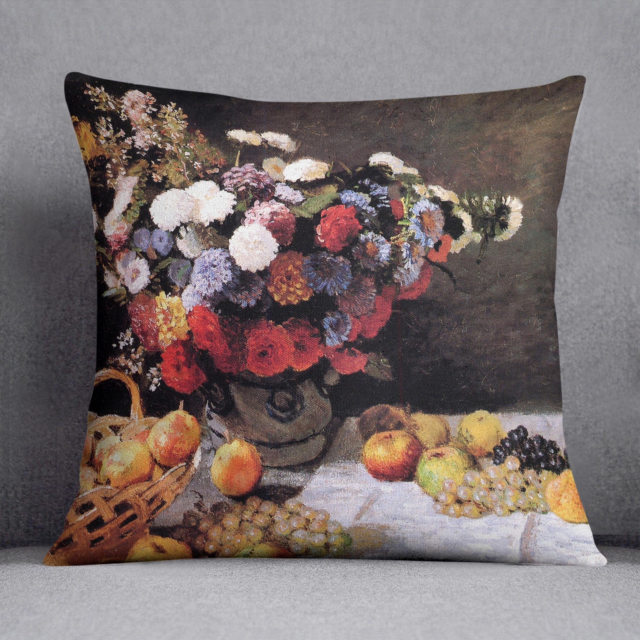 Flowers and Fruits by Monet Throw Pillow