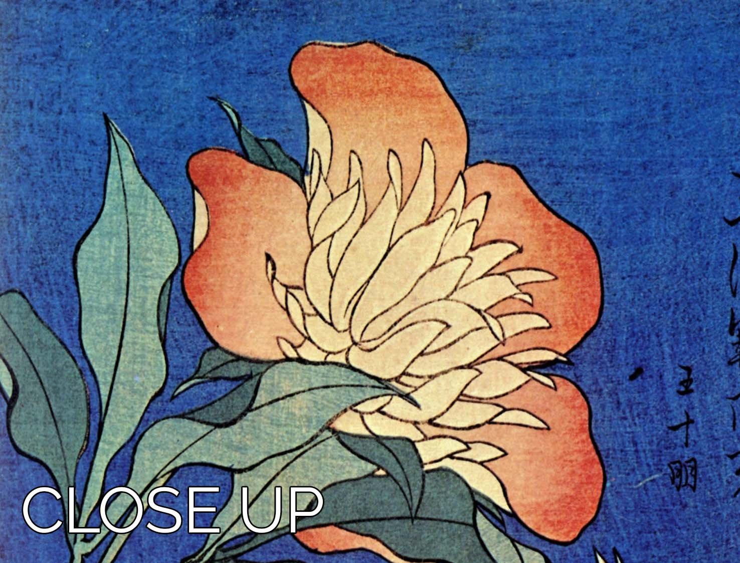 Flowers by Hokusai 3 Split Panel Canvas Print - Canvas Art Rocks - 3