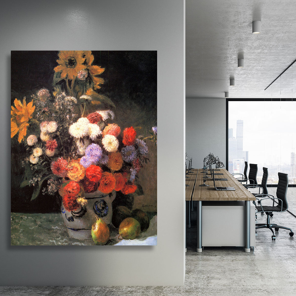 Flowers in a vase by Renoir Canvas Print or Poster - Canvas Art Rocks - 3