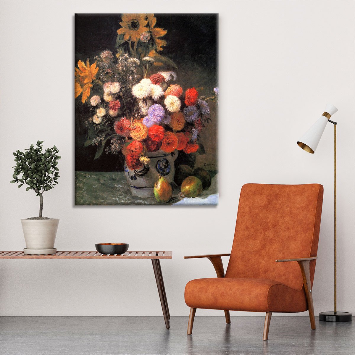 Flowers in a vase by Renoir Canvas Print or Poster