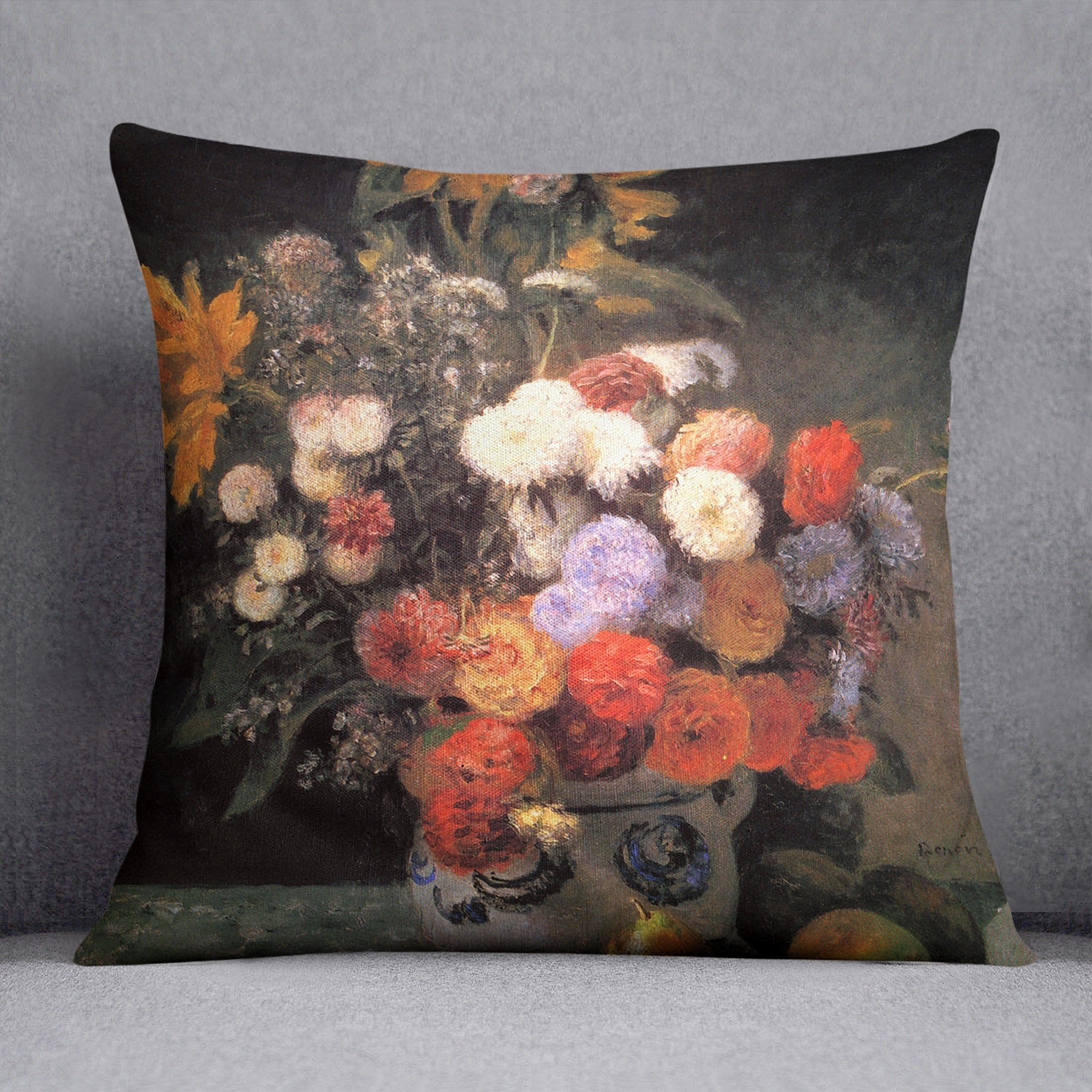 Flowers in a vase by Renoir Throw Pillow
