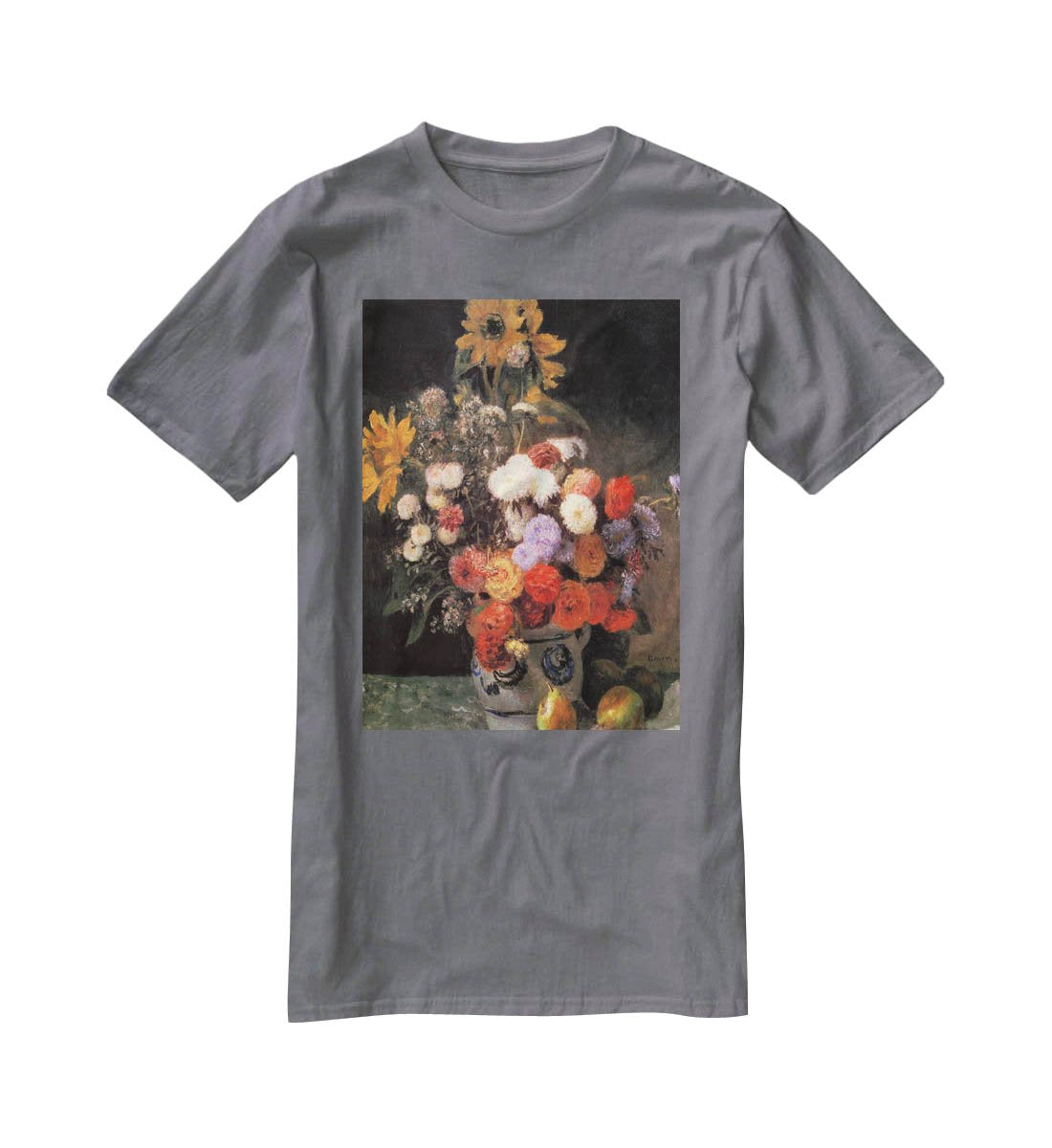 Flowers in a vase by Renoir T-Shirt - Canvas Art Rocks - 3