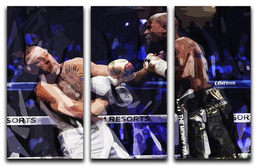 Floyd Mayweather vs Conor McGregor 3 Split Panel Canvas Print - Canvas Art Rocks - 1