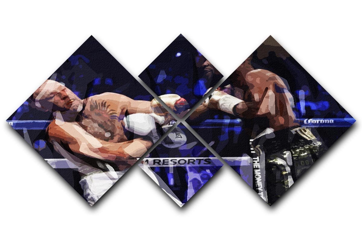 Floyd Mayweather vs Conor McGregor 4 Square Multi Panel Canvas  - Canvas Art Rocks - 1