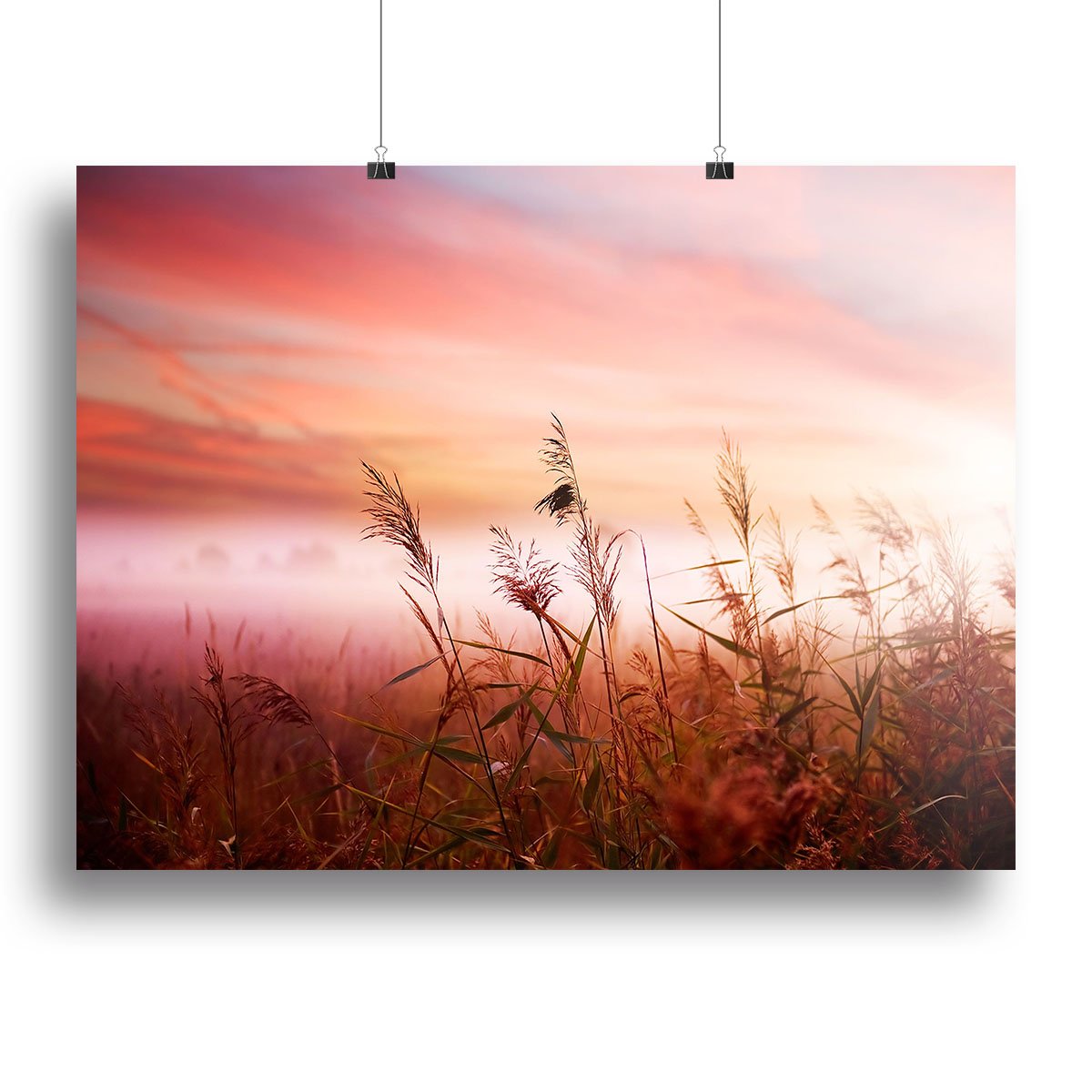 Foggy Landscape Early Morning Mist Canvas Print or Poster