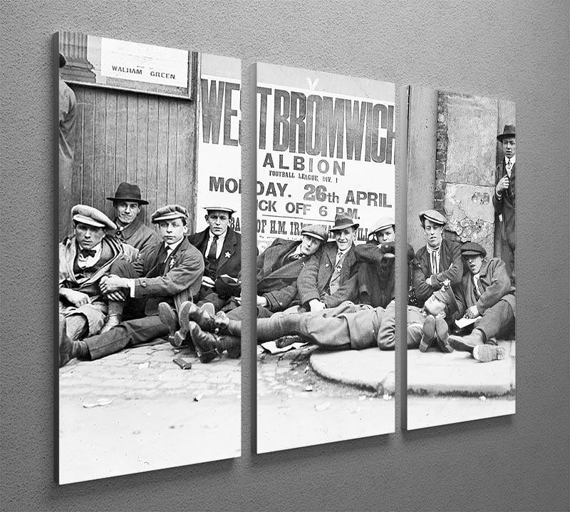 Football fans queue on the morning of a F.A. Cup match 1920 3 Split Panel Canvas Print - Canvas Art Rocks - 2