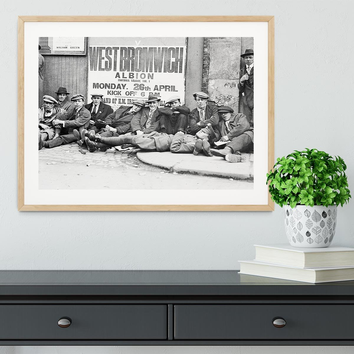 Football fans queue on the morning of a F.A. Cup match 1920 Framed Print - Canvas Art Rocks - 3
