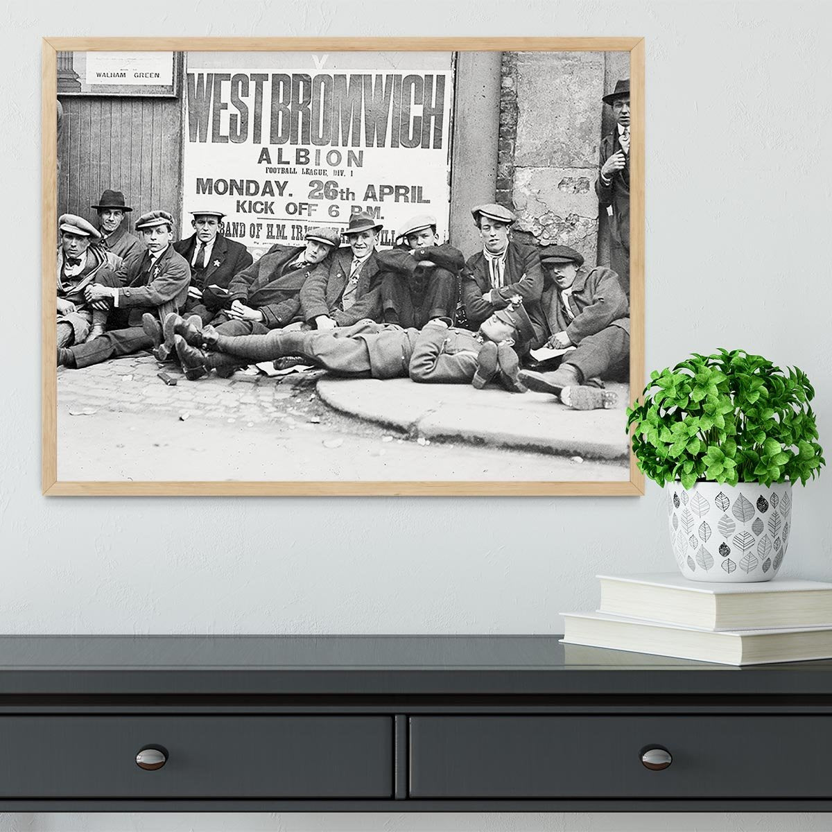 Football fans queue on the morning of a F.A. Cup match 1920 Framed Print - Canvas Art Rocks - 4