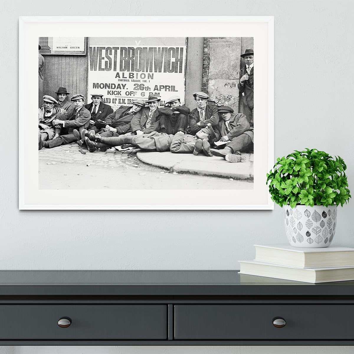 Football fans queue on the morning of a F.A. Cup match 1920 Framed Print - Canvas Art Rocks - 5