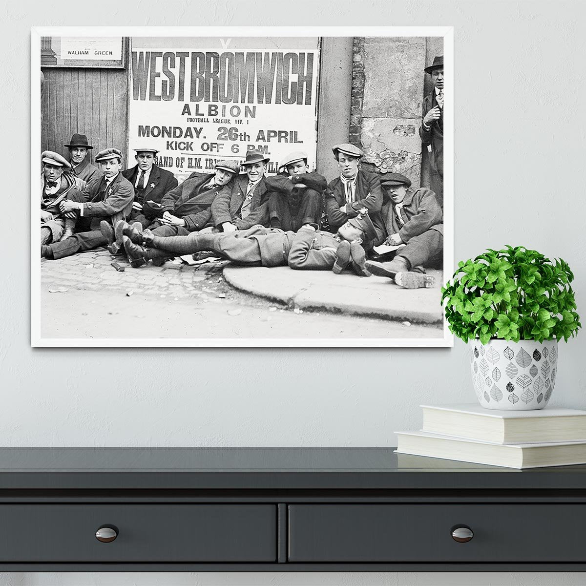 Football fans queue on the morning of a F.A. Cup match 1920 Framed Print - Canvas Art Rocks -6