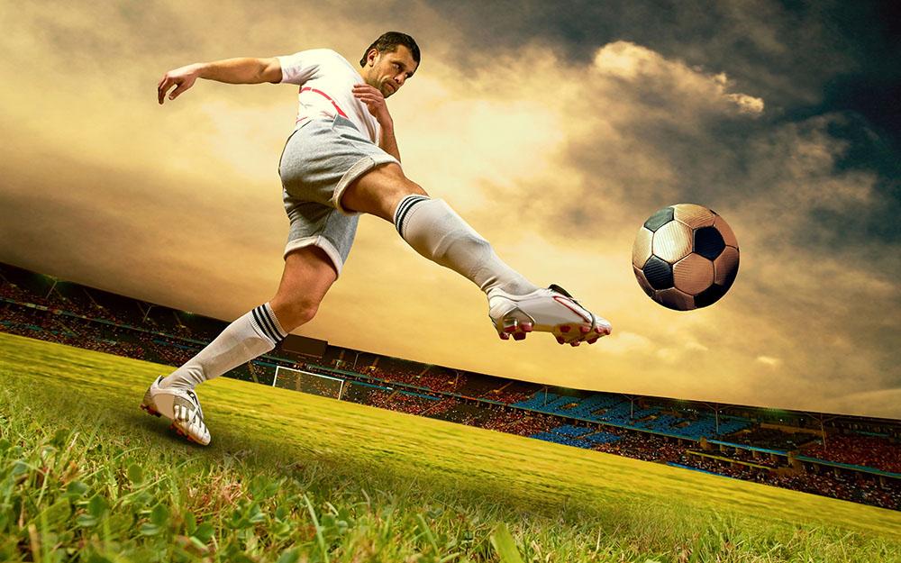 Football player on field Wall Mural Wallpaper - Canvas Art Rocks - 1