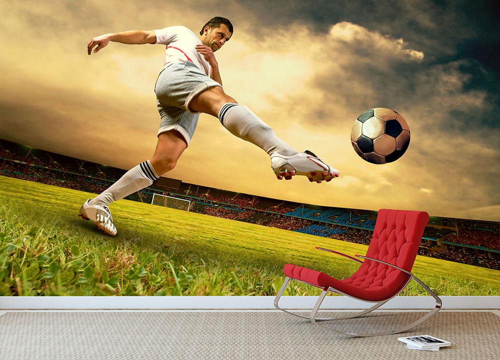 Football player on field Wall Mural Wallpaper - Canvas Art Rocks - 2