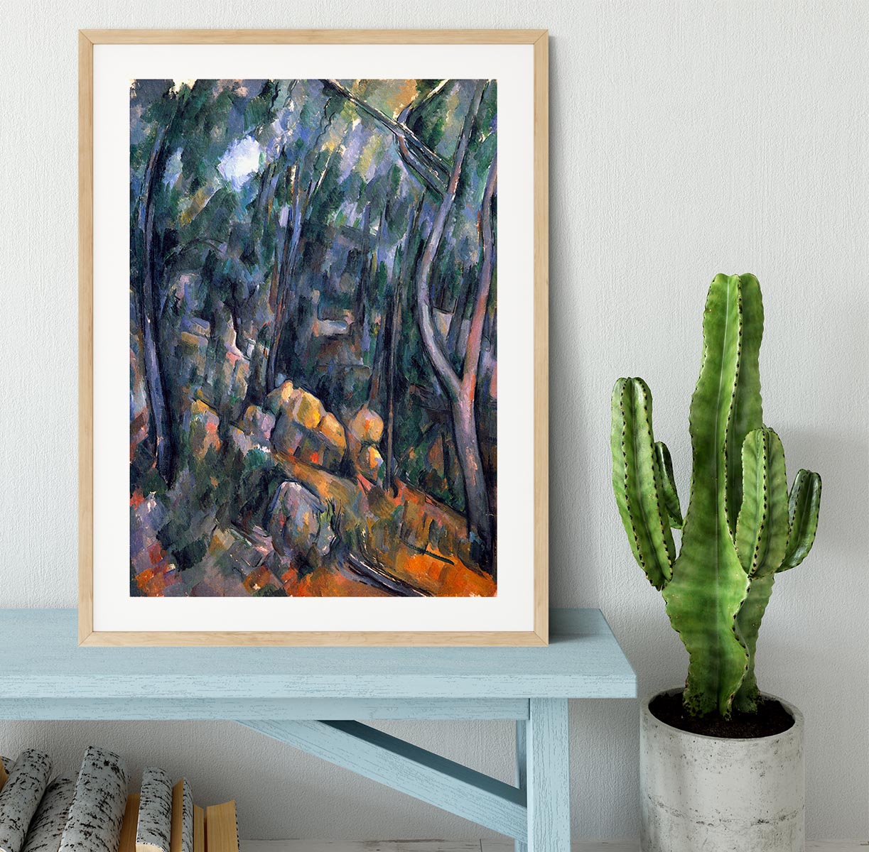 Forest caves in the cliffs above the ChEteau Noir by Cezanne Framed Print - Canvas Art Rocks - 3