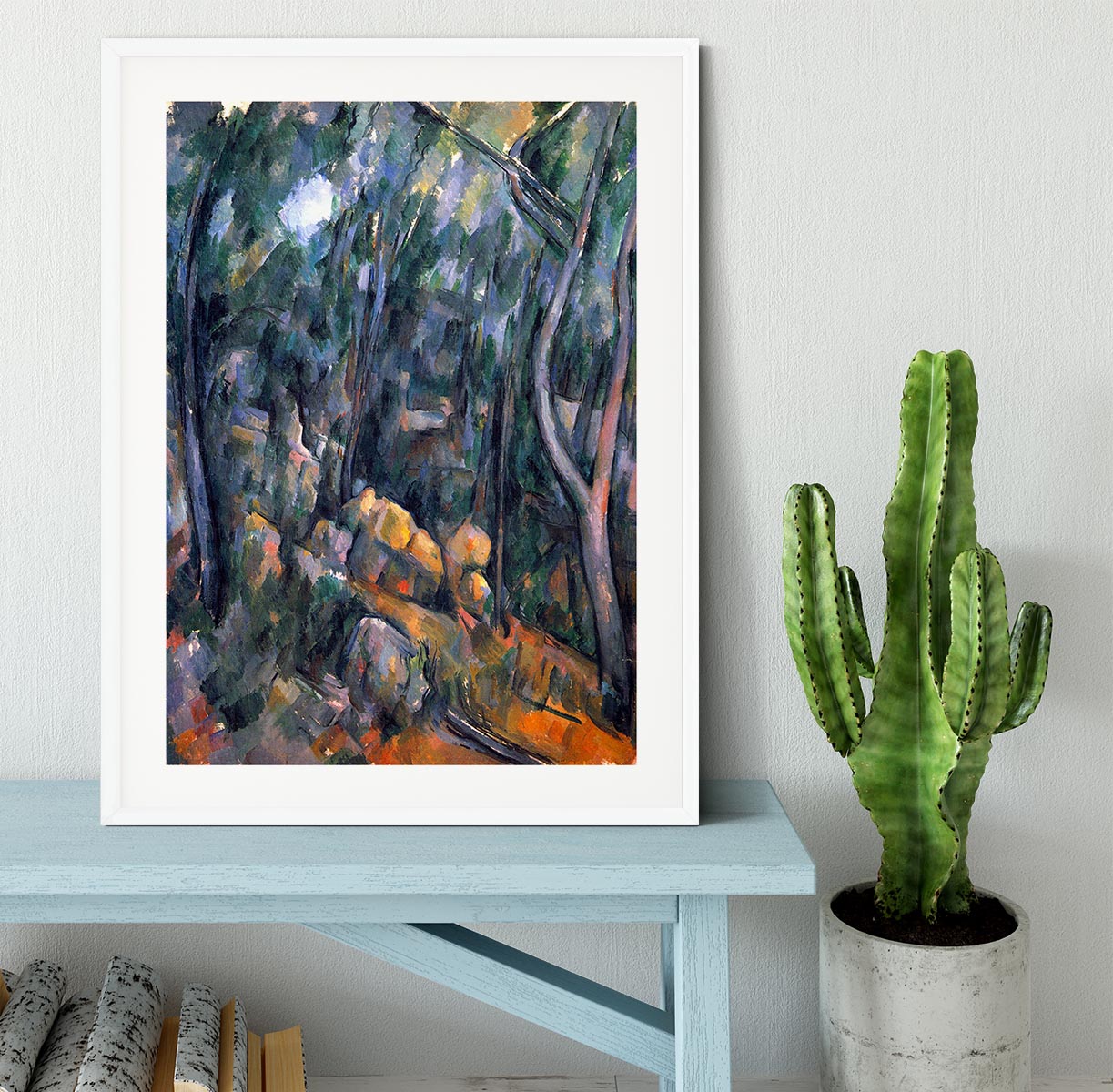 Forest caves in the cliffs above the ChEteau Noir by Cezanne Framed Print - Canvas Art Rocks - 5