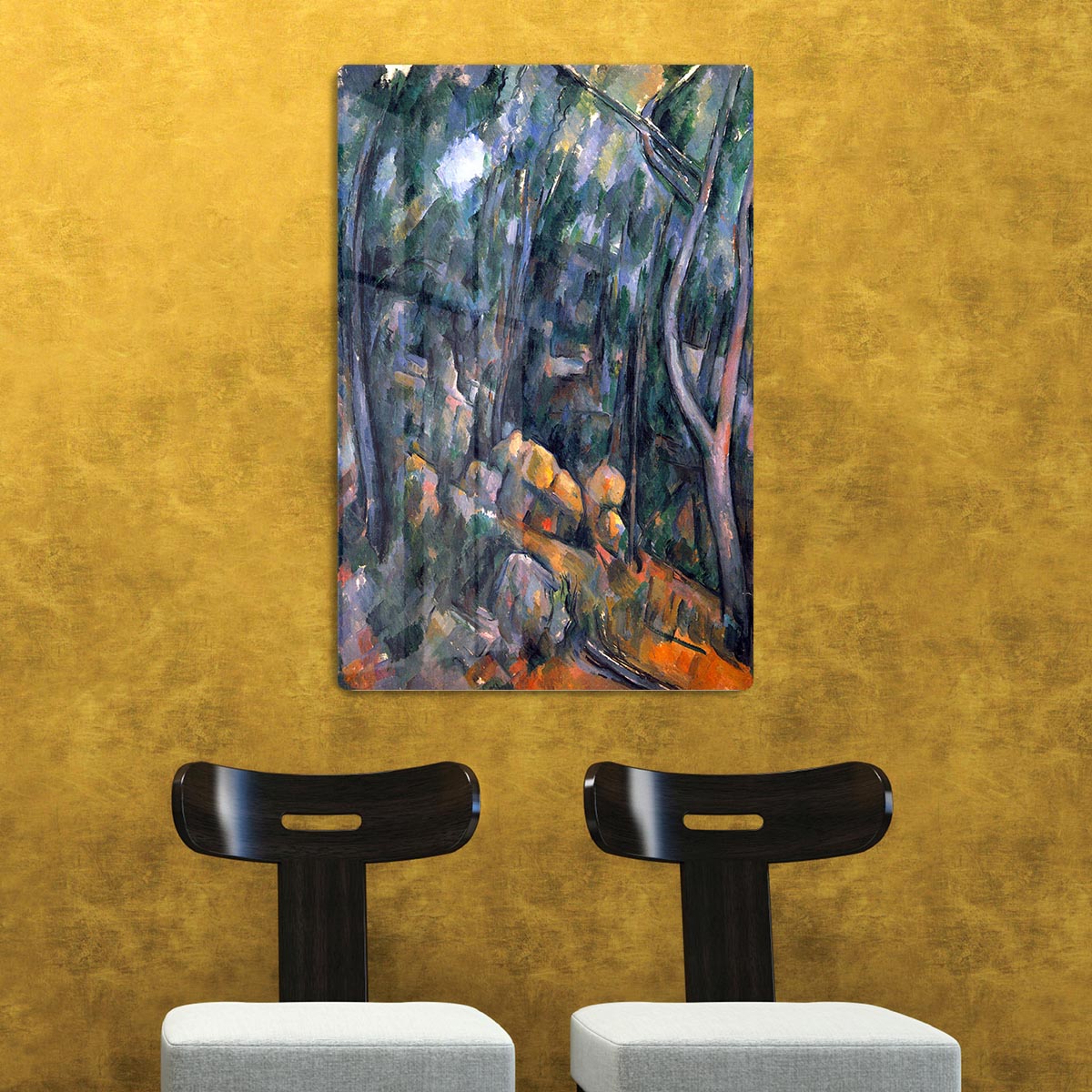 Forest caves in the cliffs above the ChEteau Noir by Cezanne Acrylic Block - Canvas Art Rocks - 2