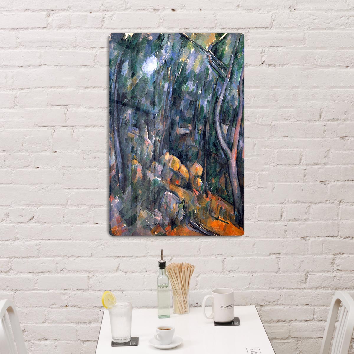 Forest caves in the cliffs above the ChEteau Noir by Cezanne Acrylic Block - Canvas Art Rocks - 3