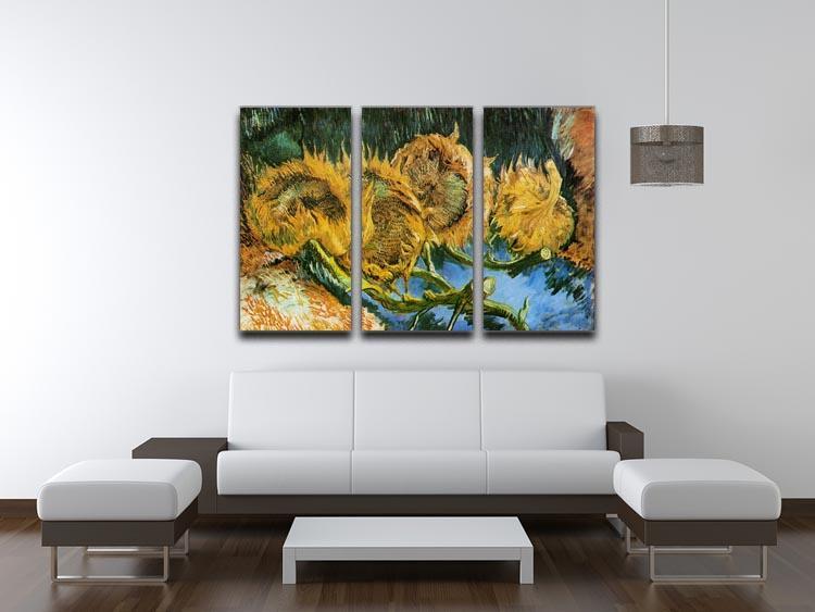 Four Cut Sunflowers by Van Gogh 3 Split Panel Canvas Print - Canvas Art Rocks - 4