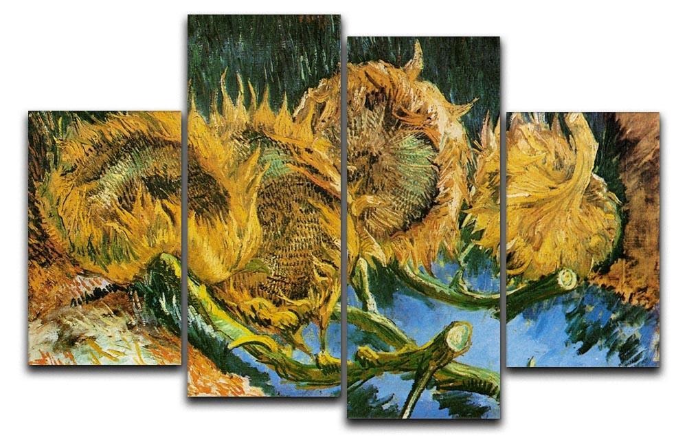 Four Cut Sunflowers by Van Gogh 4 Split Panel Canvas  - Canvas Art Rocks - 1
