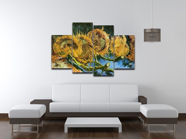 Four Cut Sunflowers by Van Gogh 4 Split Panel Canvas - Canvas Art Rocks - 3
