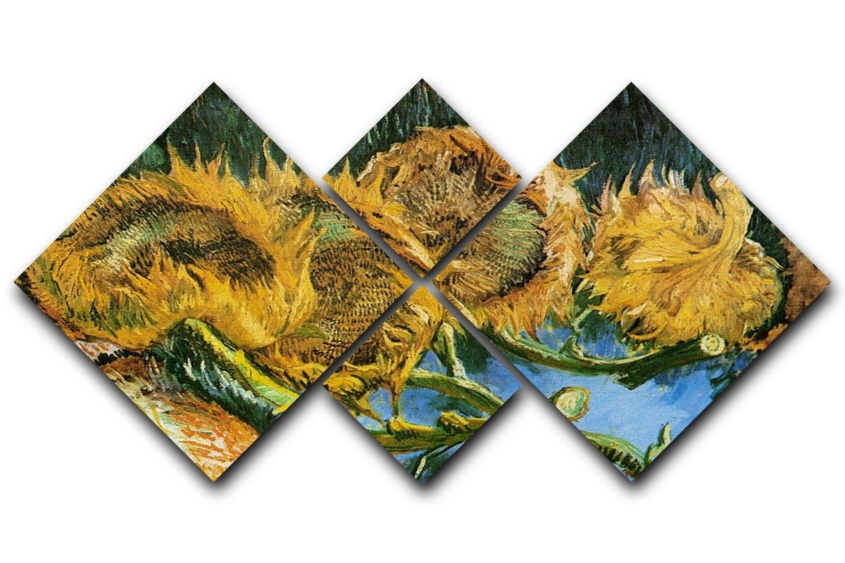 Four Cut Sunflowers by Van Gogh 4 Square Multi Panel Canvas  - Canvas Art Rocks - 1