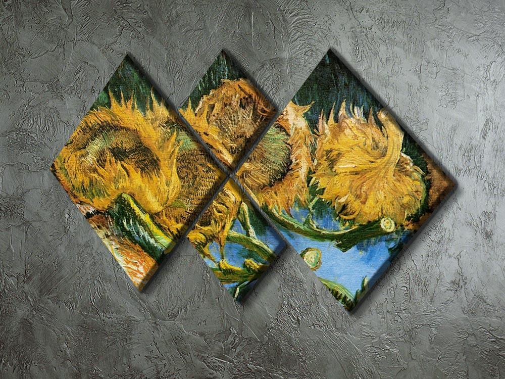 Four Cut Sunflowers by Van Gogh 4 Square Multi Panel Canvas - Canvas Art Rocks - 2