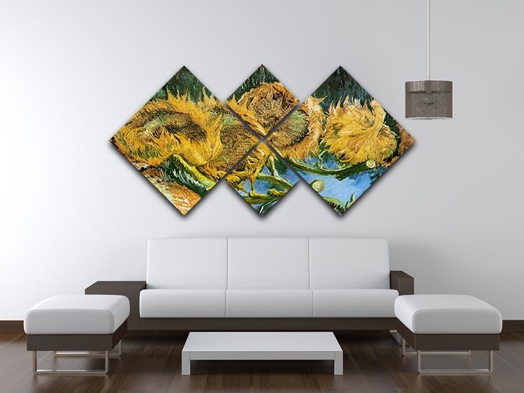 Four Cut Sunflowers by Van Gogh 4 Square Multi Panel Canvas - Canvas Art Rocks - 3
