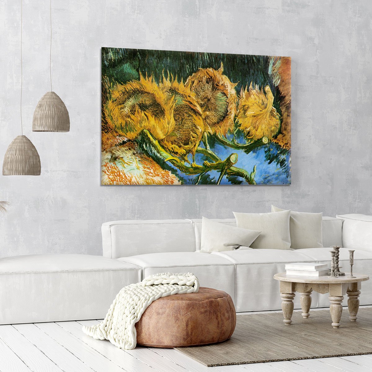 Four Cut Sunflowers by Van Gogh Canvas Print or Poster