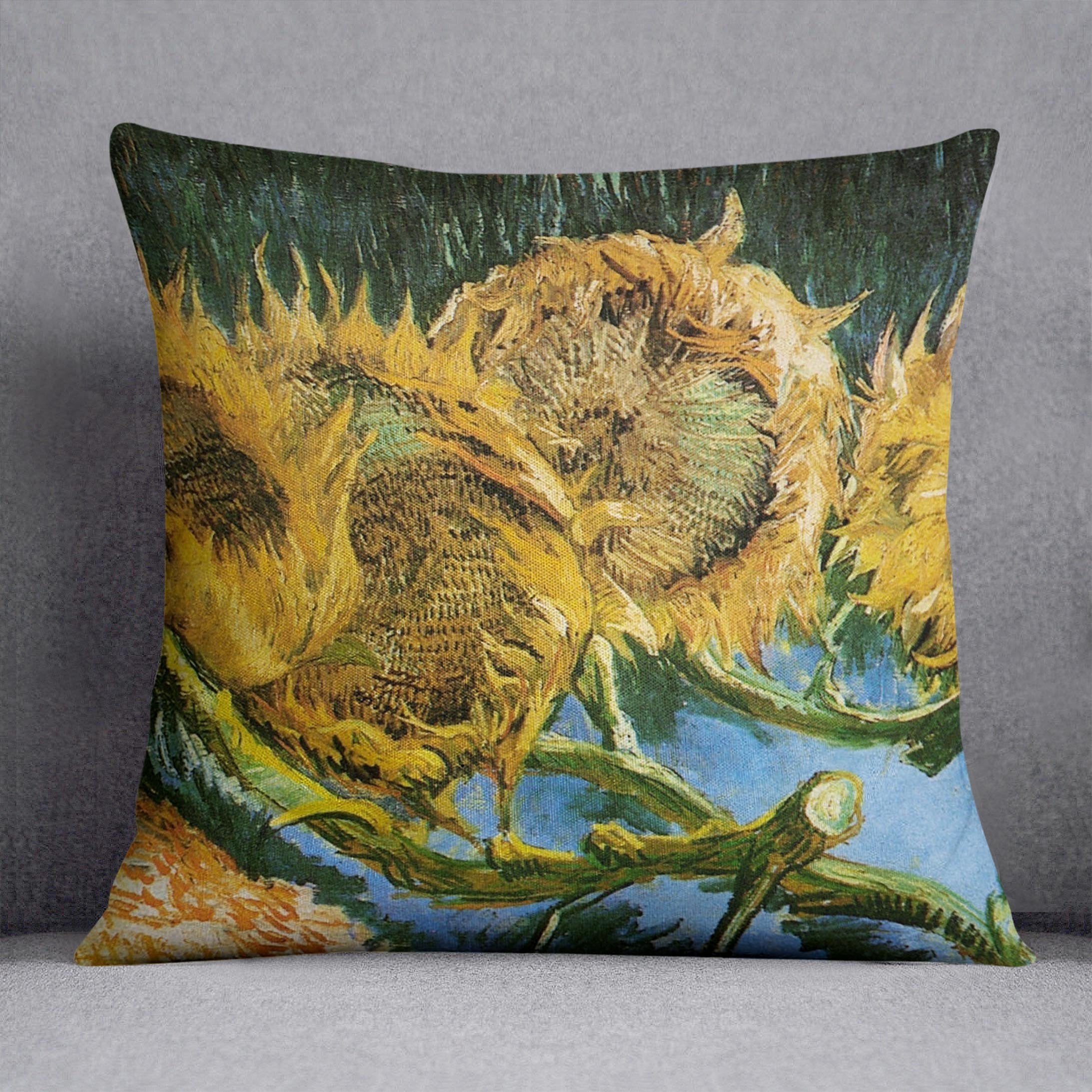 Four Cut Sunflowers by Van Gogh Throw Pillow