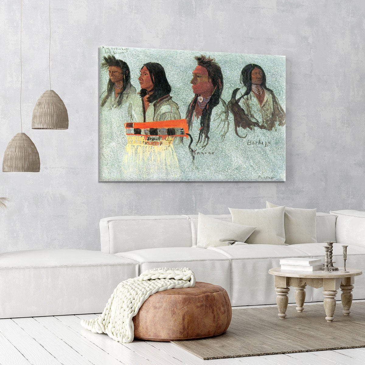 Four Indians by Bierstadt Canvas Print or Poster