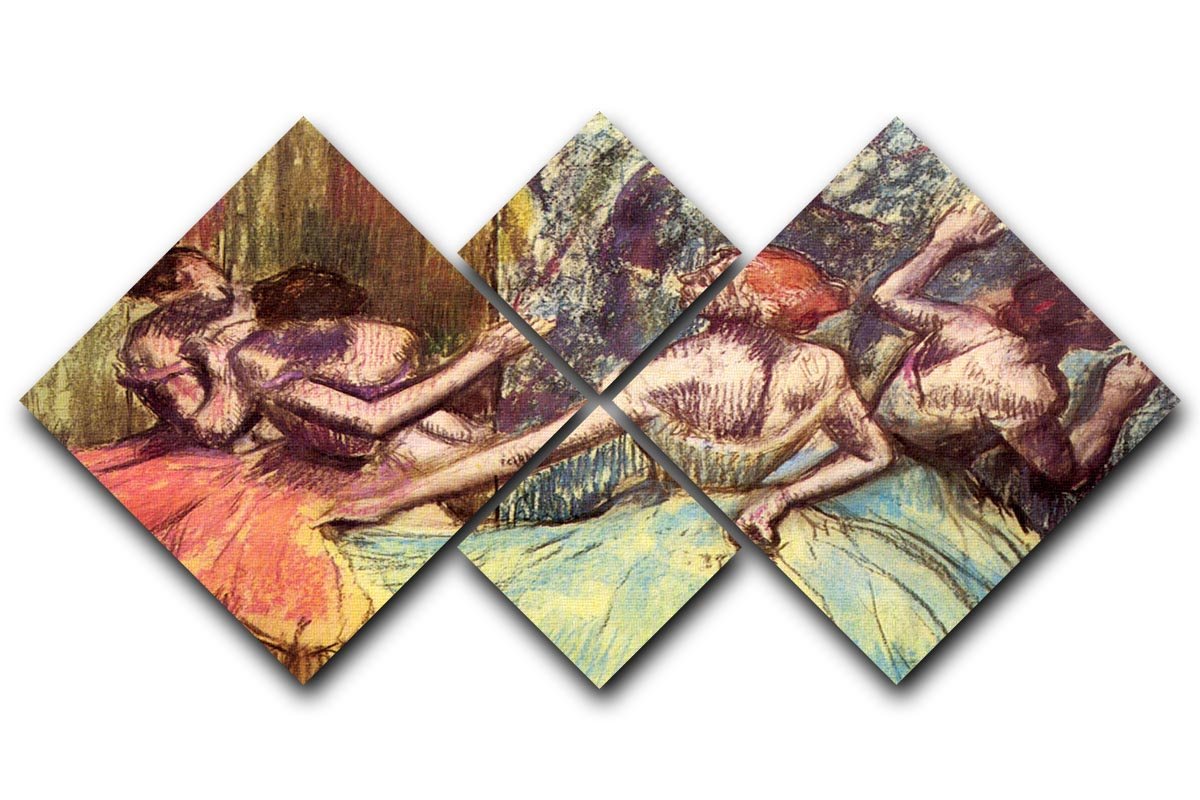 Four dancers behind the scenes 2 by Degas 4 Square Multi Panel Canvas - Canvas Art Rocks - 1