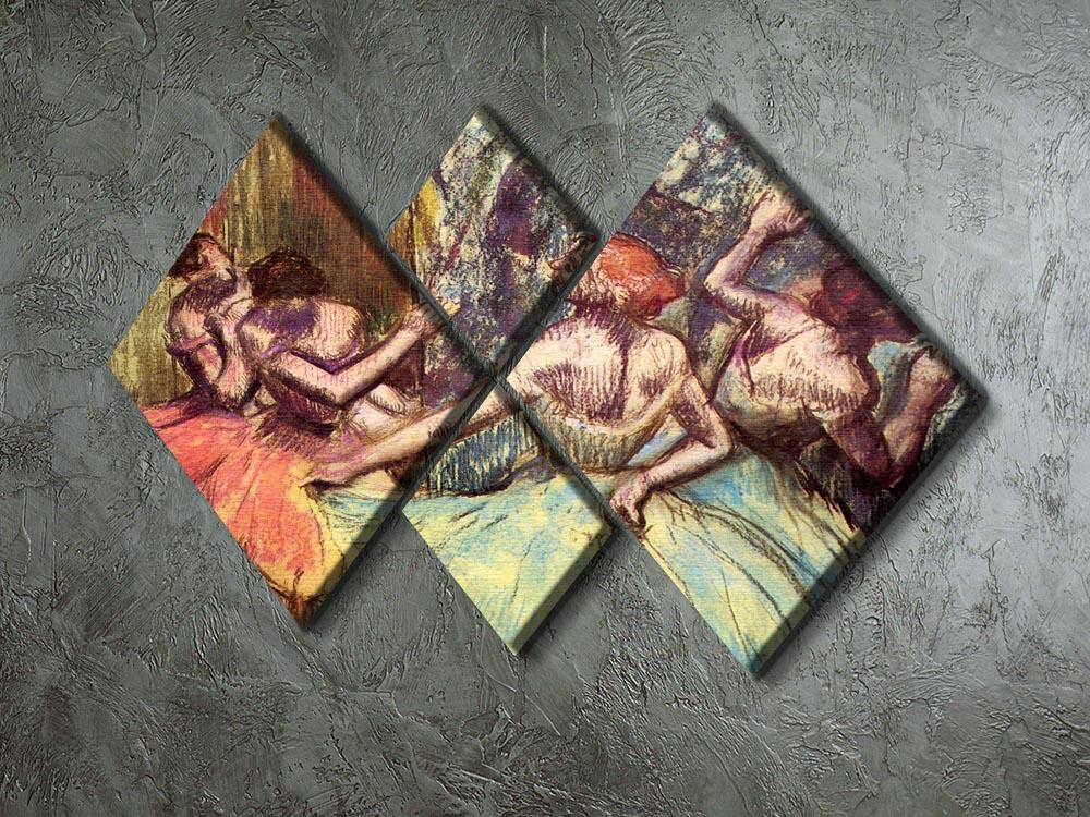 Four dancers behind the scenes 2 by Degas 4 Square Multi Panel Canvas - Canvas Art Rocks - 2