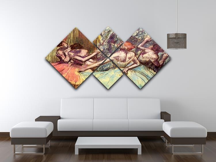 Four dancers behind the scenes 2 by Degas 4 Square Multi Panel Canvas - Canvas Art Rocks - 3
