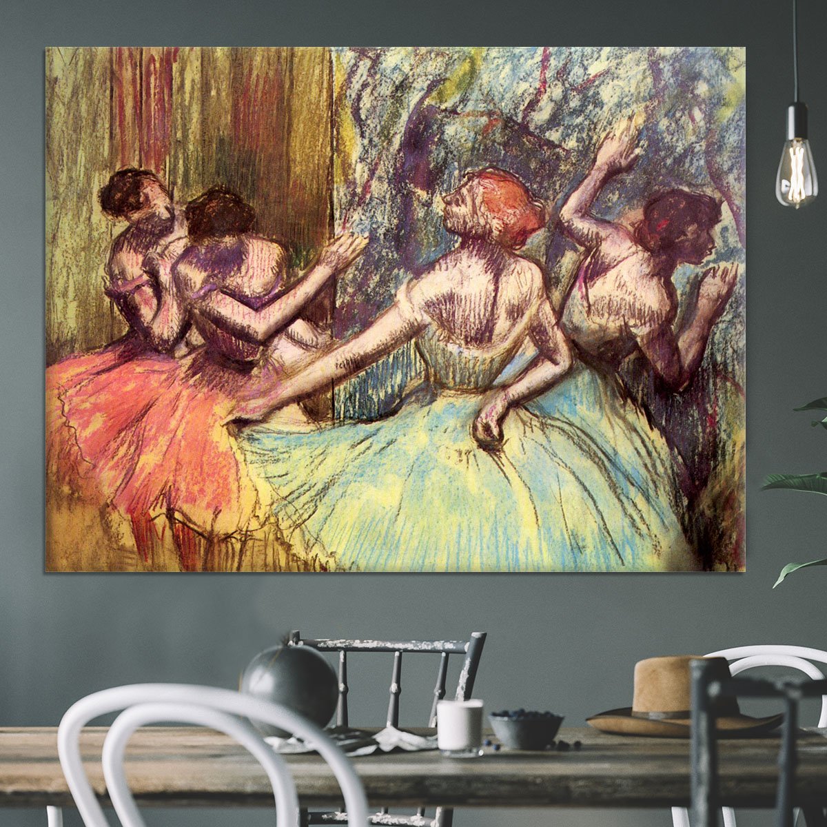 Four dancers behind the scenes 2 by Degas Canvas Print or Poster