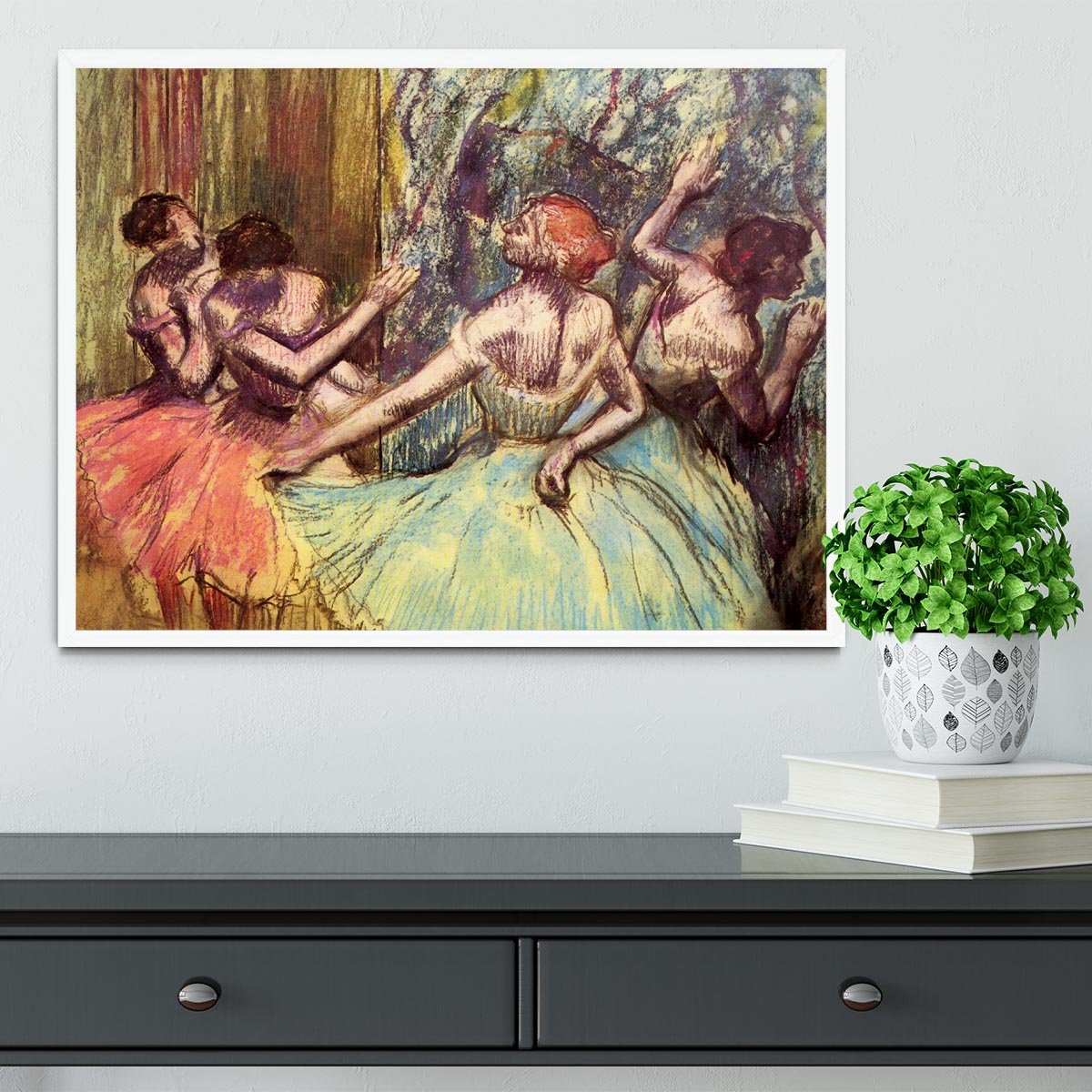 Four dancers behind the scenes 2 by Degas Framed Print - Canvas Art Rocks -6